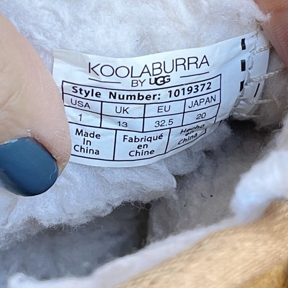 Kids' Koolabura Ugg Victoria Short Boot Chesnut Size 1 Suede Faux Sherpa Cognac - Picture 10 of 10